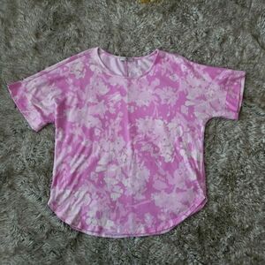 Natori Short Sleeve Pink Floral Super Soft Sleep Shirt Pink Women's Size Large